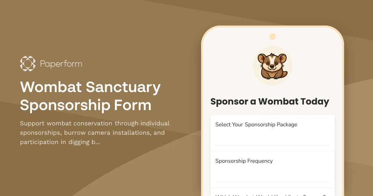 Wombat Sanctuary Sponsorship Form