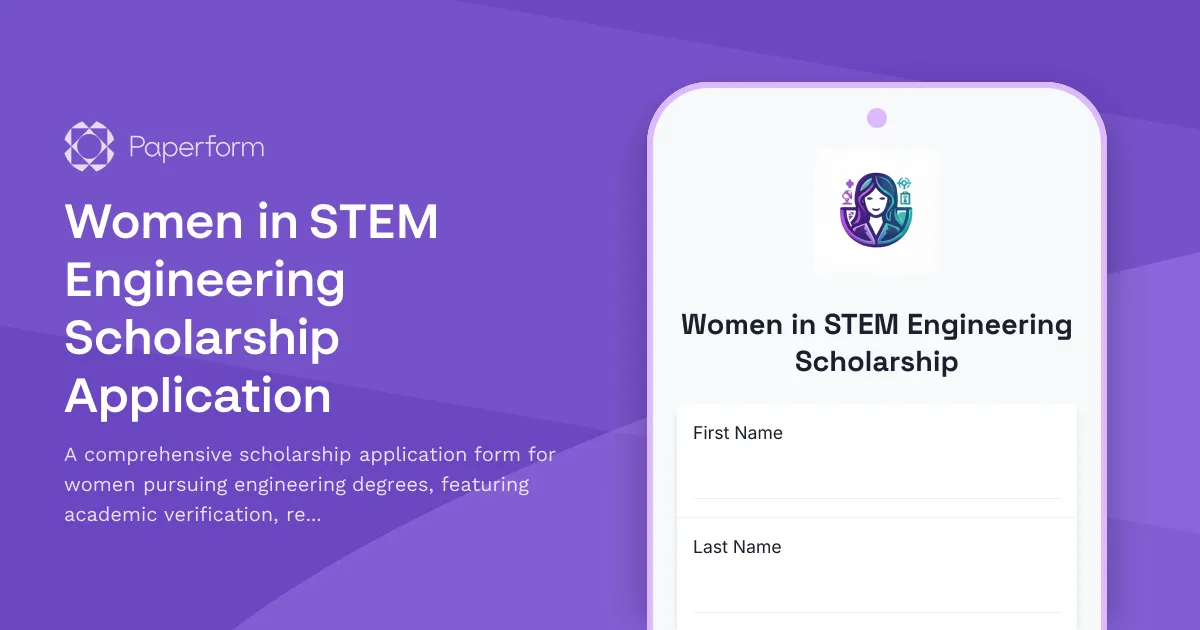 Women in STEM Engineering Scholarship Application