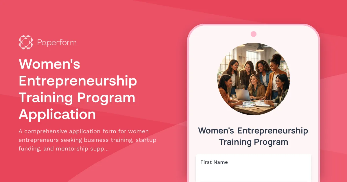 Women's Entrepreneurship Training Program Application