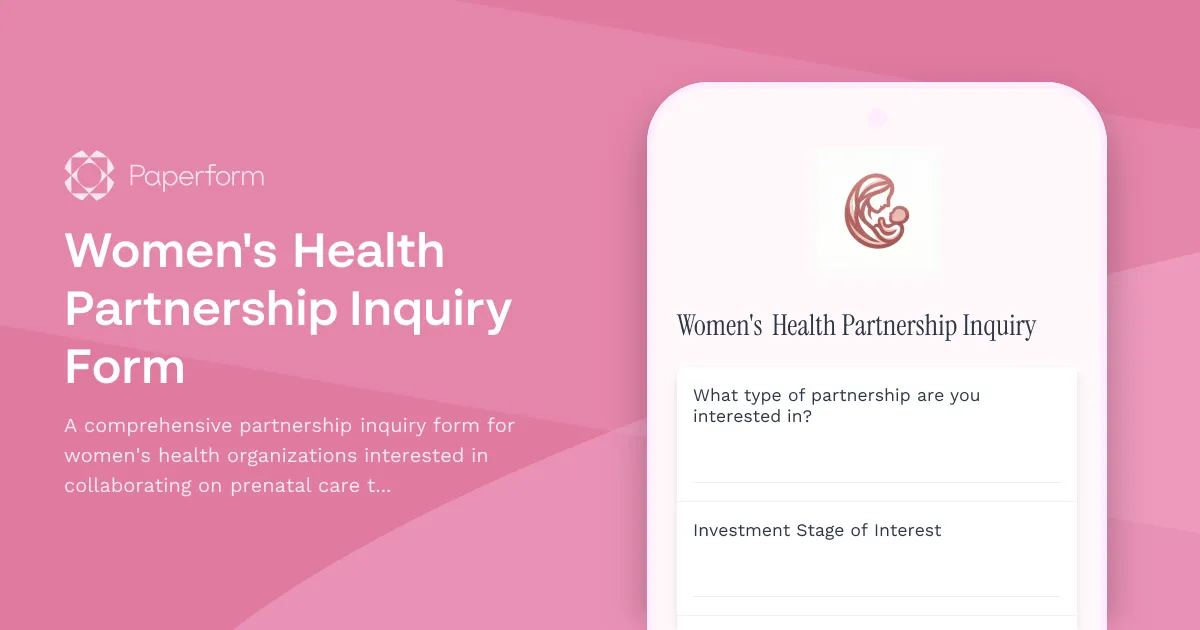 Women's Health Partnership Inquiry Form