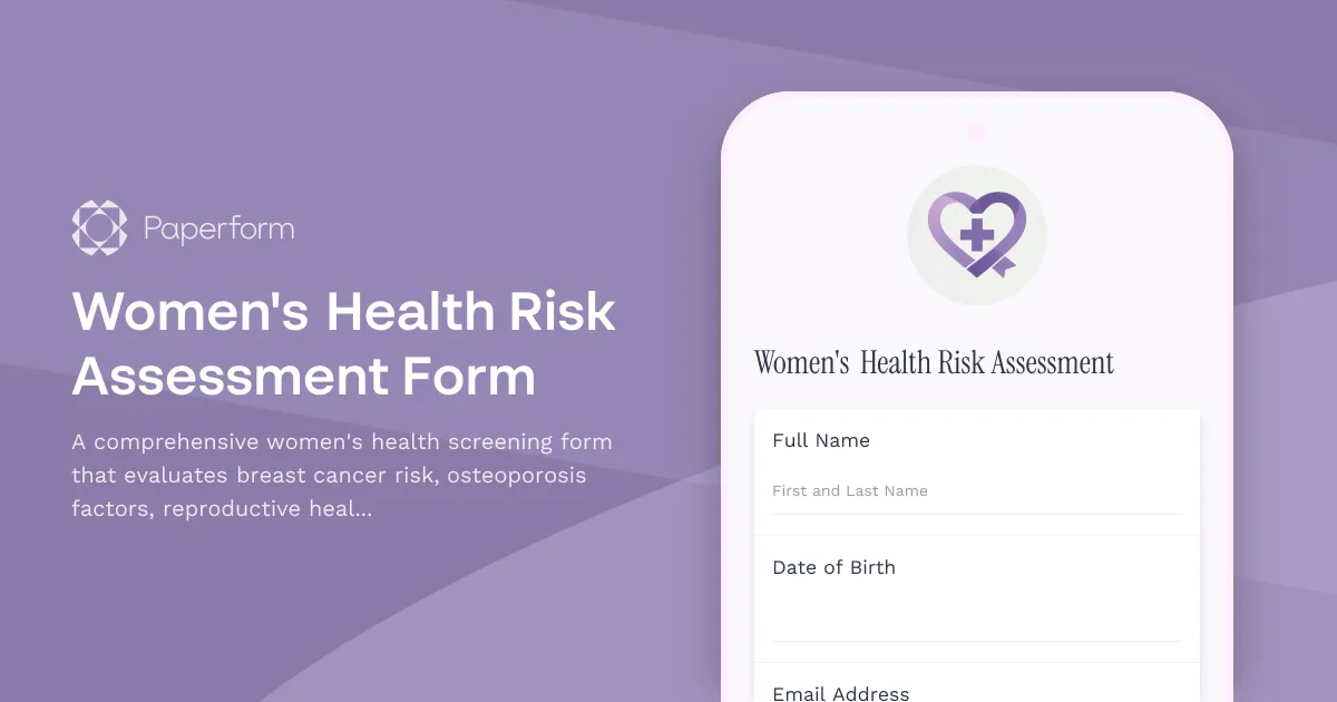 Women's Health Risk Assessment Form