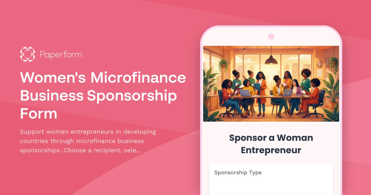 Women's Microfinance Business Sponsorship Form