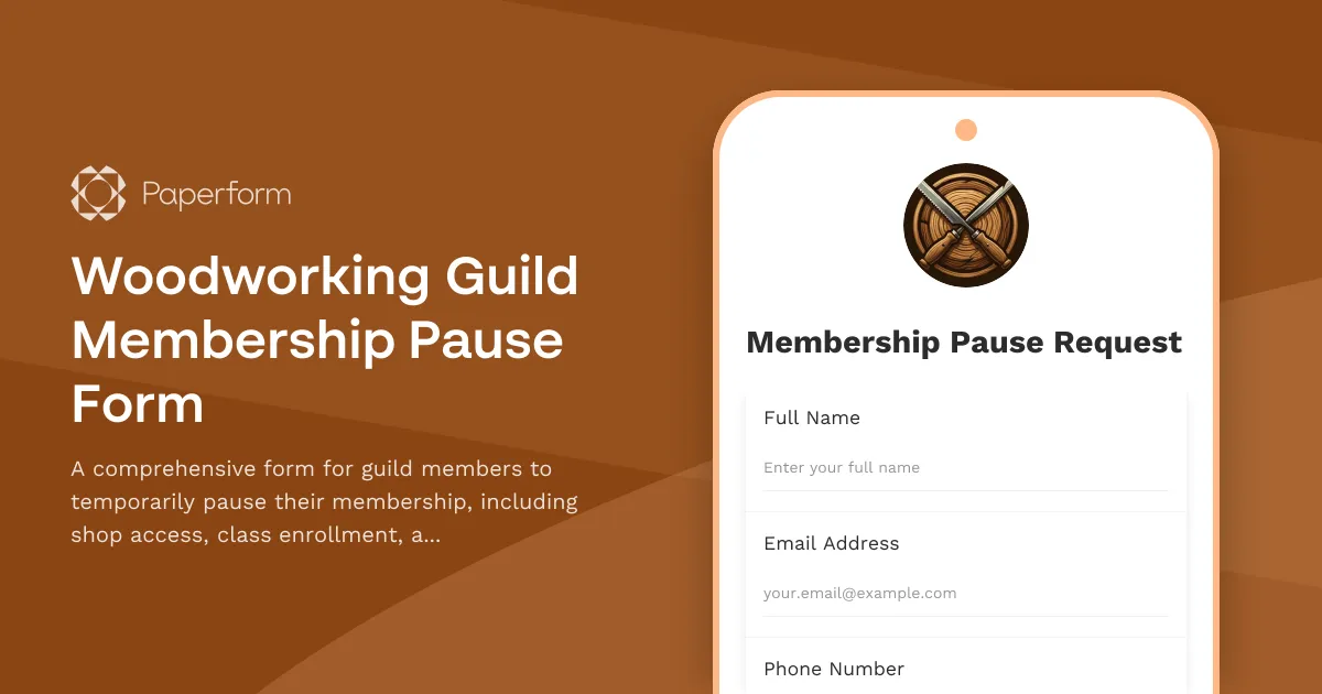 Woodworking Guild Membership Pause Form