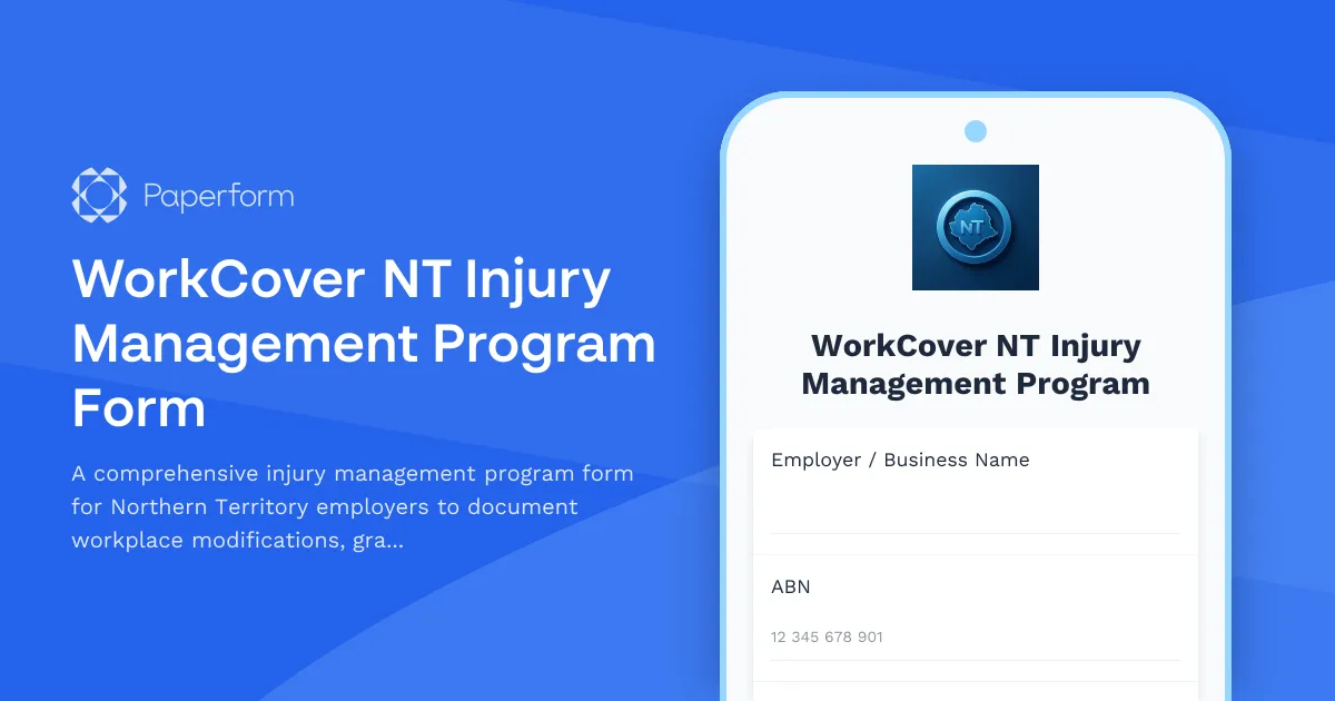 WorkCover NT Injury Management Program Form