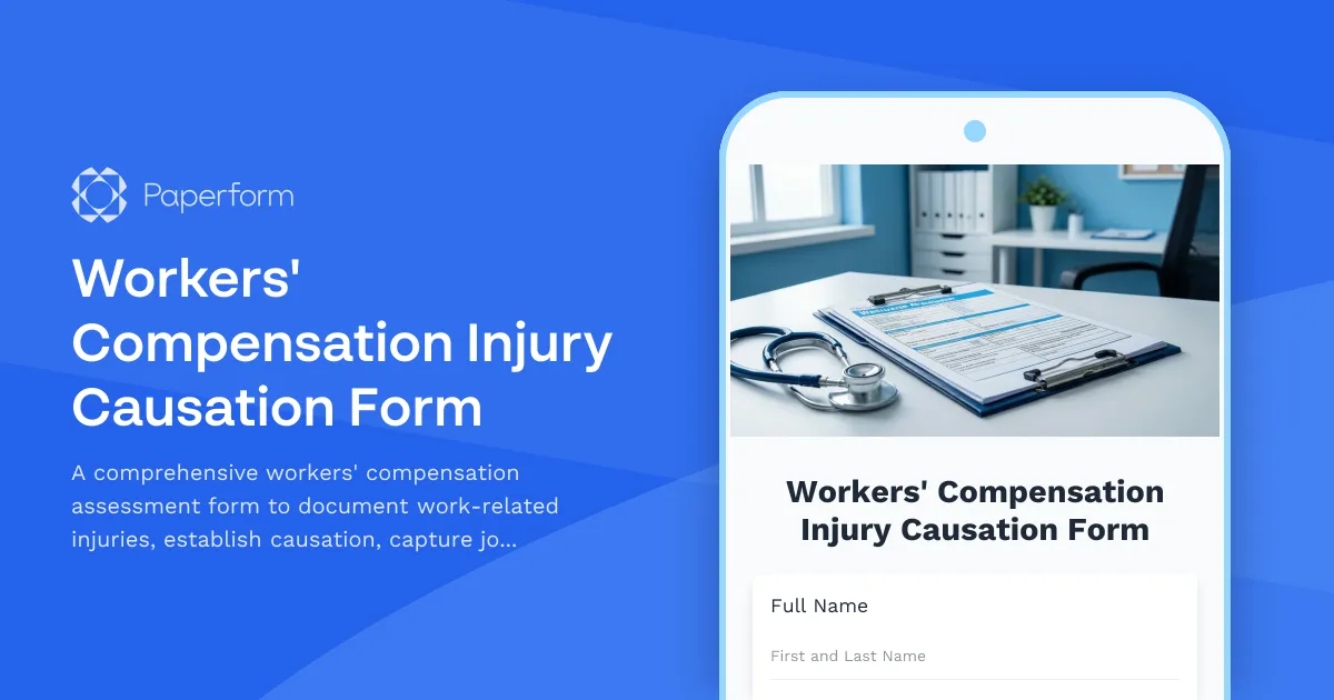Workers' Compensation Injury Causation Form