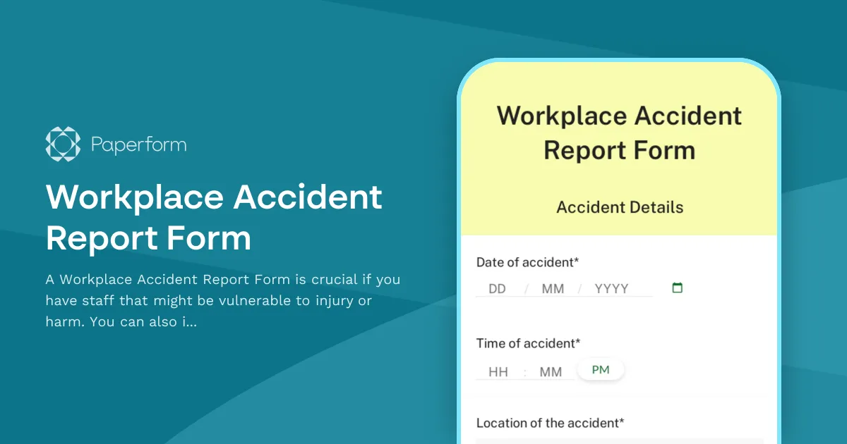 Workplace Accident Report Form