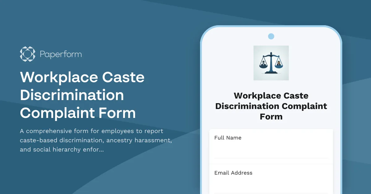 Workplace Caste Discrimination Complaint Form