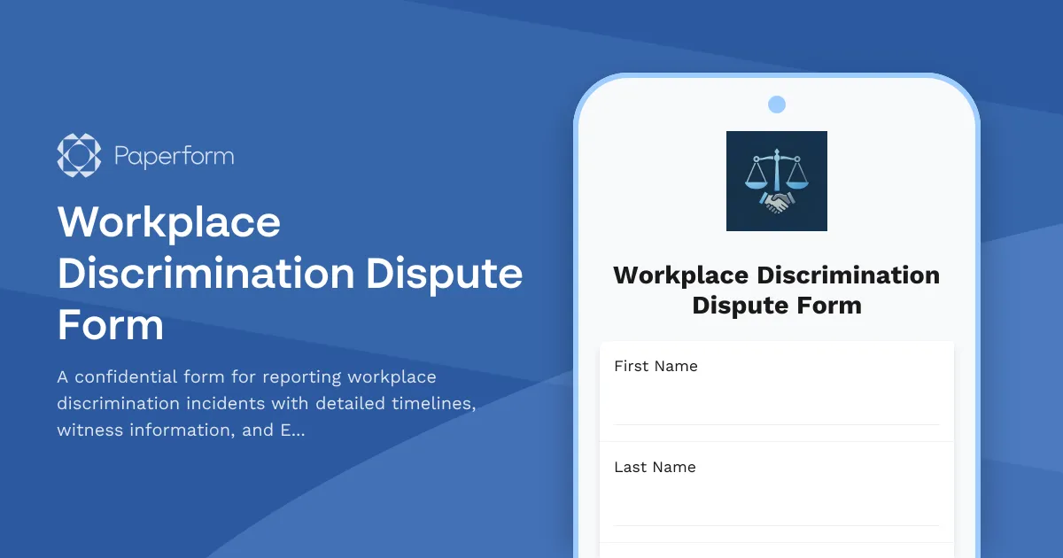 Workplace Discrimination Dispute Form