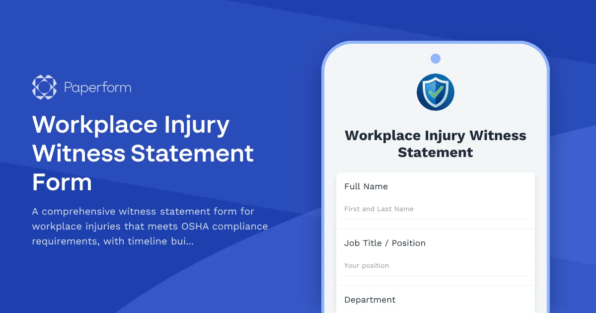 Workplace Injury Witness Statement Form