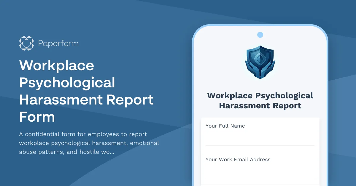 Workplace Psychological Harassment Report Form