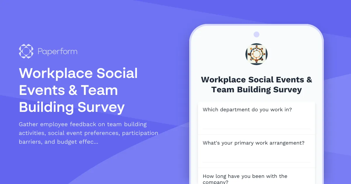 Workplace Social Events & Team Building Survey