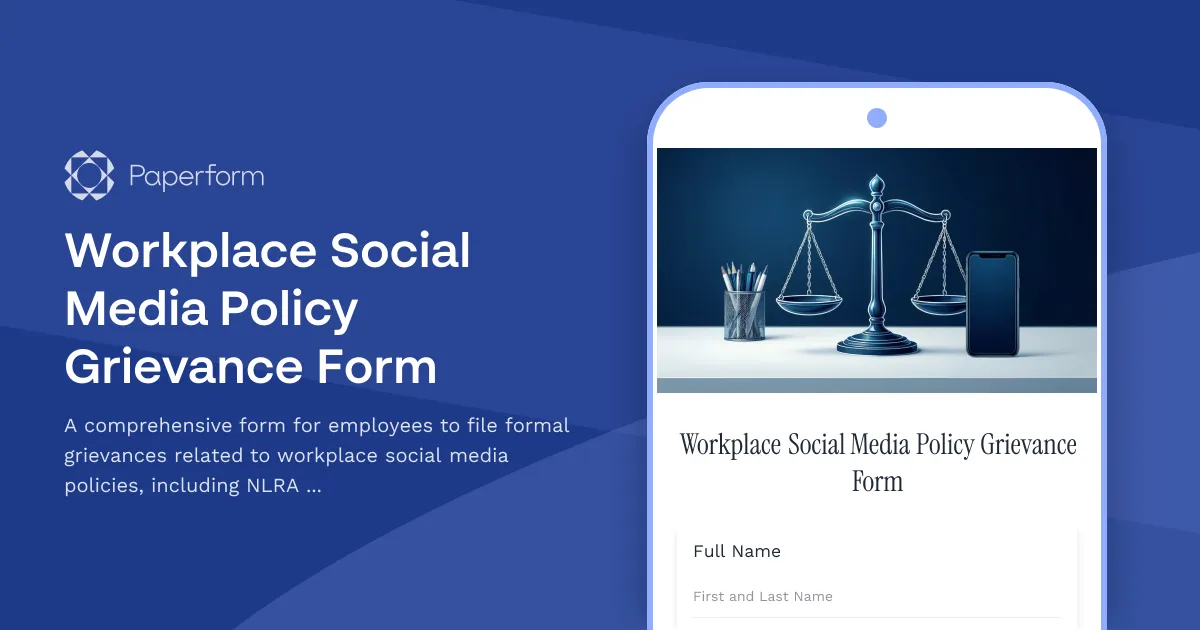 Workplace Social Media Policy Grievance Form