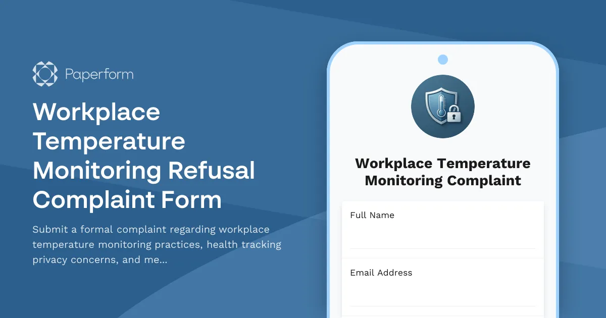 Workplace Temperature Monitoring Refusal Complaint Form