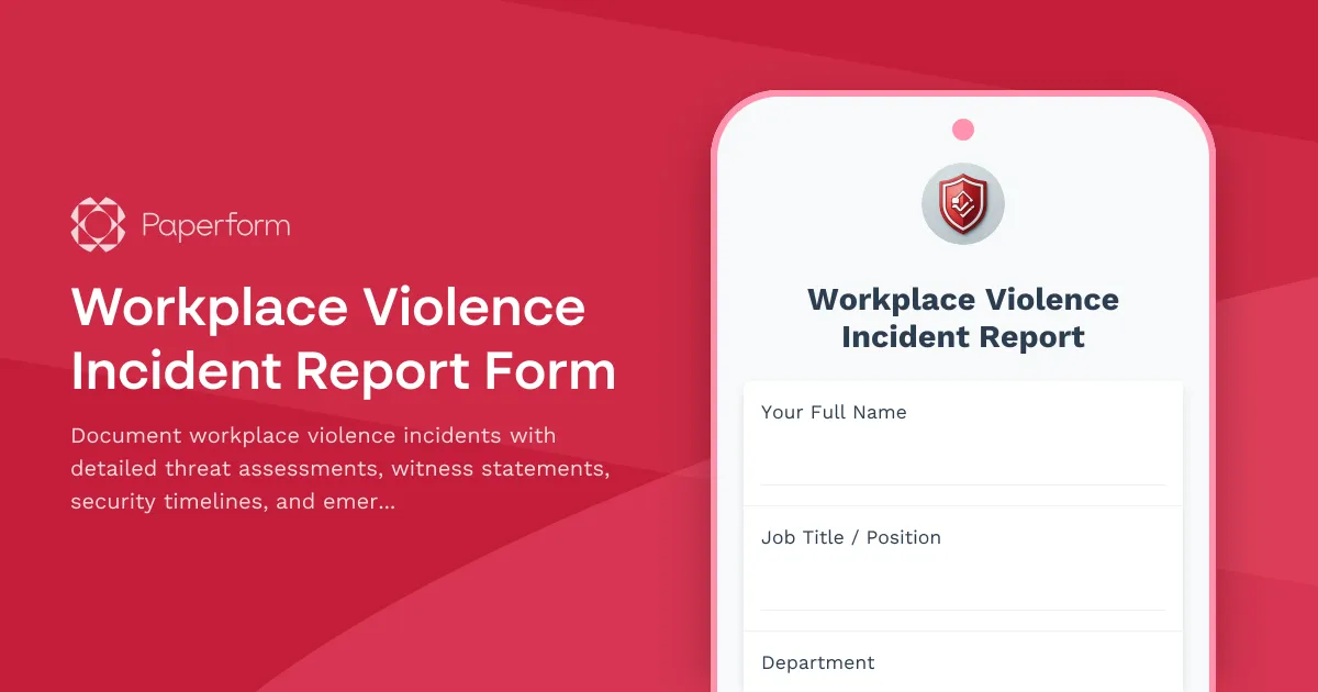 Workplace Violence Incident Report Form