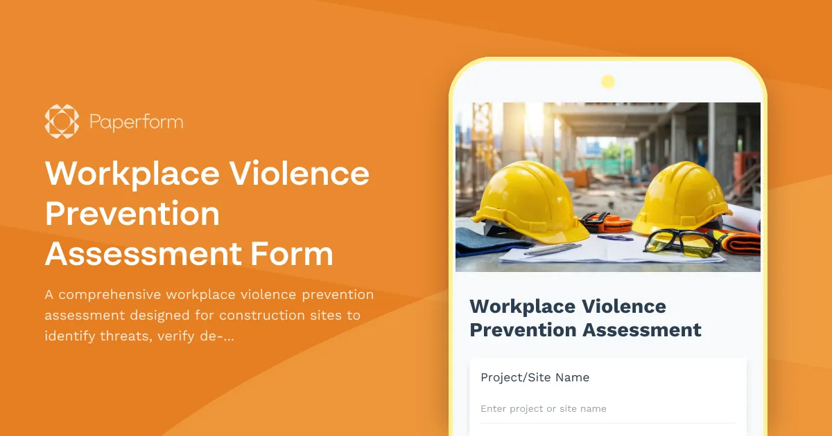 Workplace Violence Prevention Assessment Form