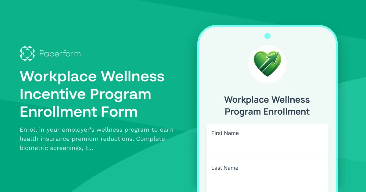 Workplace Wellness Incentive Program Enrollment Form