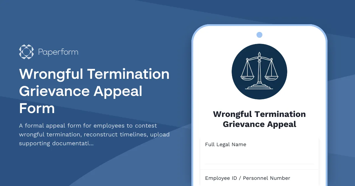 Wrongful Termination Grievance Appeal Form