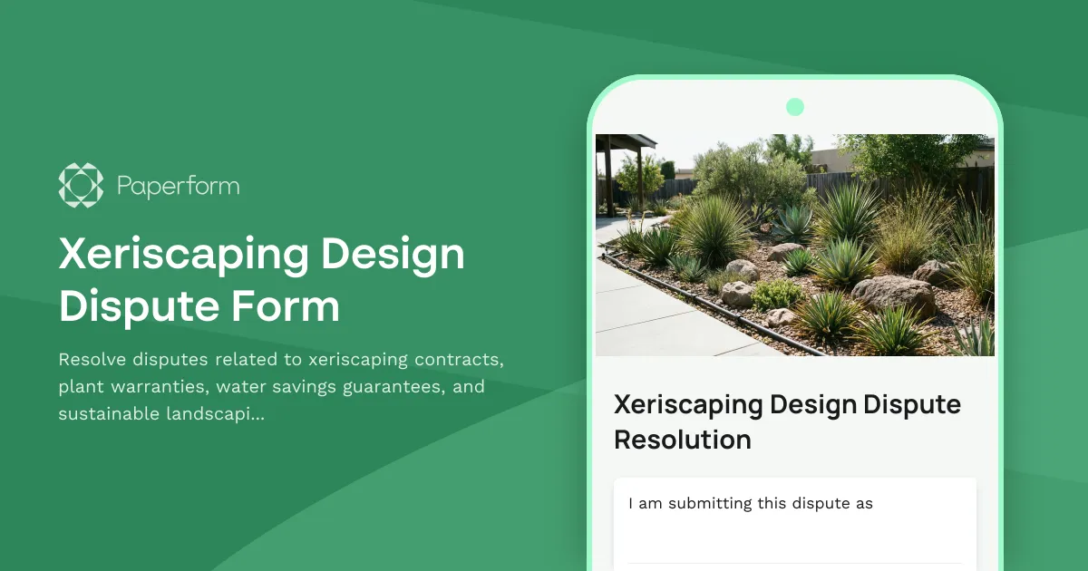 Xeriscaping Design Dispute Form