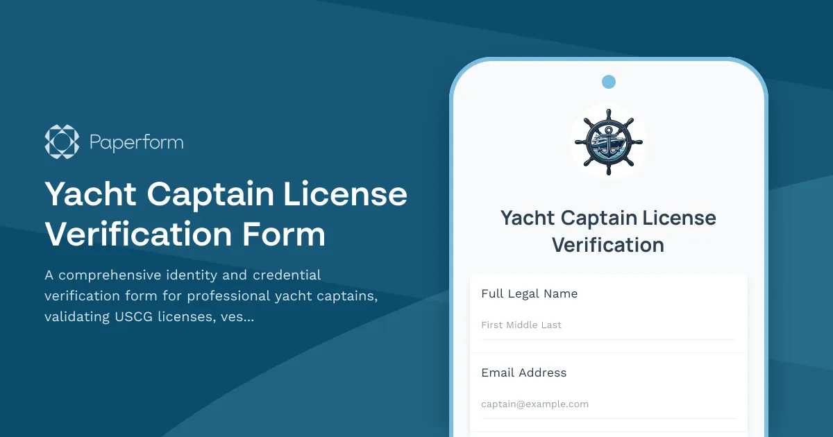 Yacht Captain License Verification Form