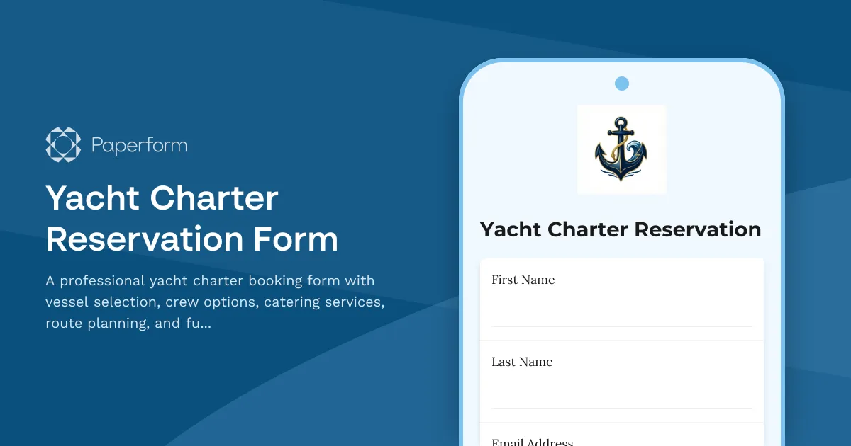Yacht Charter Reservation Form