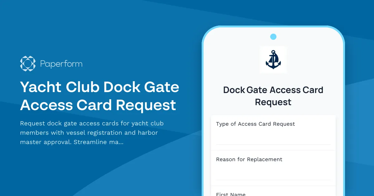 Yacht Club Dock Gate Access Card Request