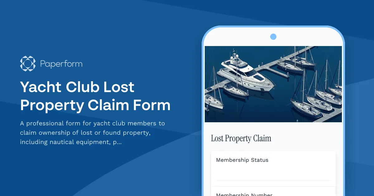 Yacht Club Lost Property Claim Form
