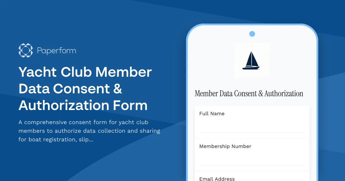 Yacht Club Member Data Consent & Authorization Form