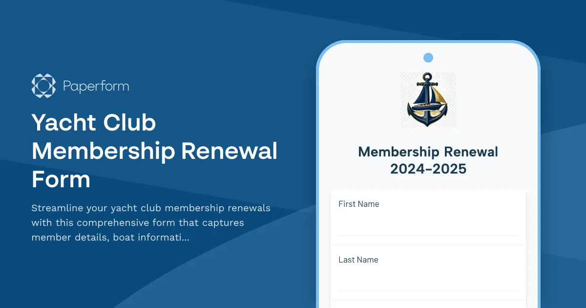 Yacht Club Membership Renewal Form