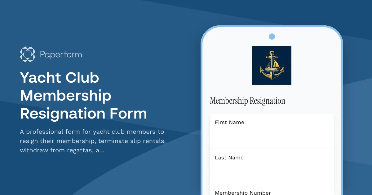 Yacht Club Membership Resignation Form