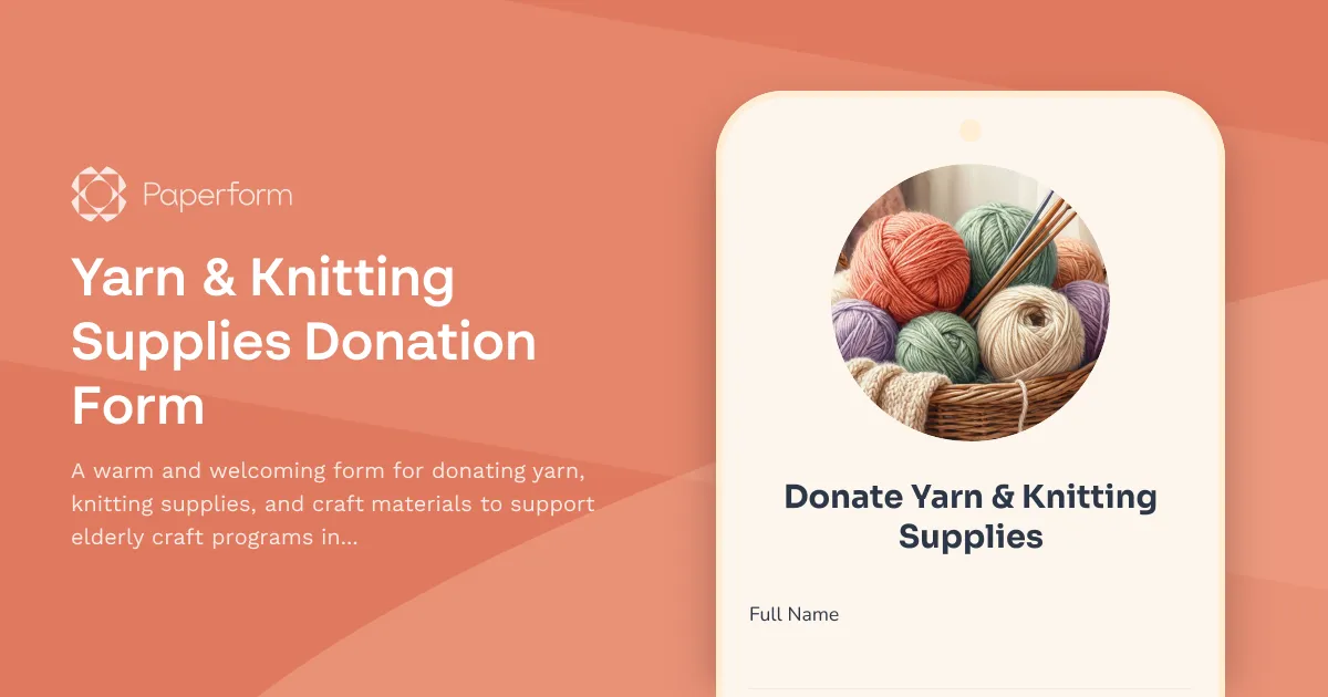 Yarn & Knitting Supplies Donation Form
