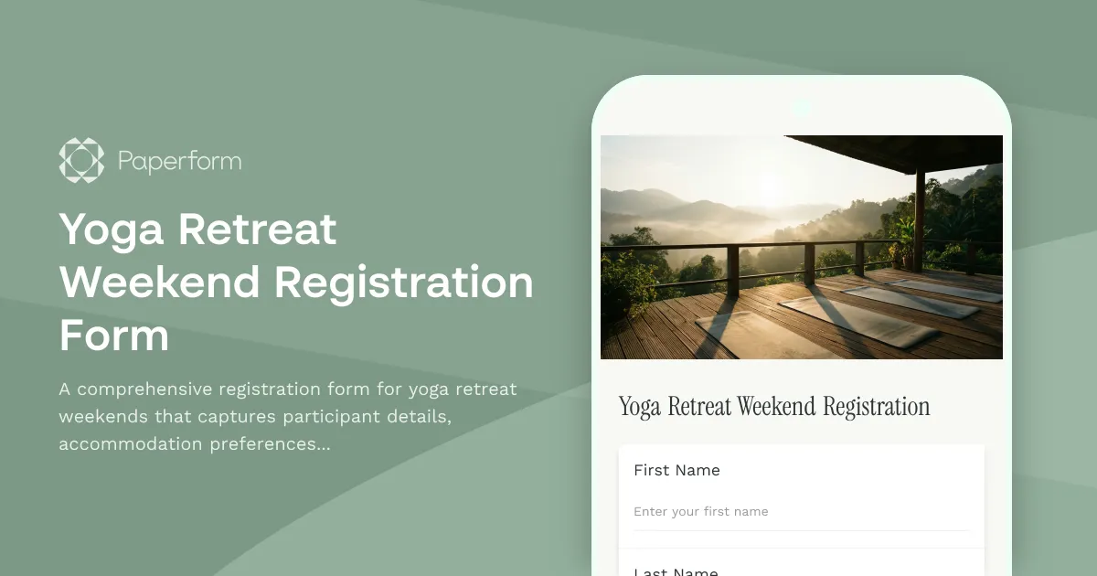 Yoga Retreat Weekend Registration Form