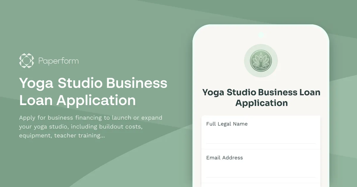 Yoga Studio Business Loan Application
