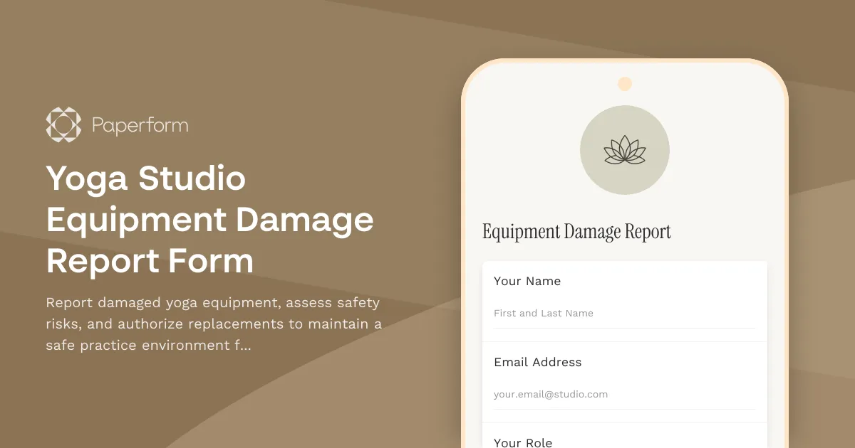 Yoga Studio Equipment Damage Report Form