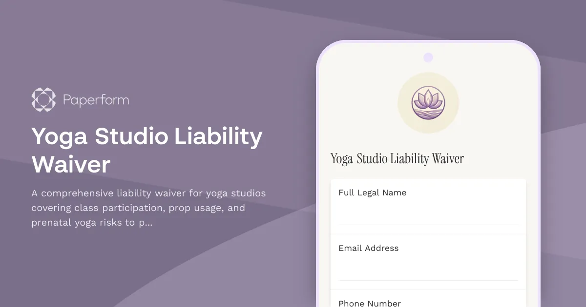 Yoga Studio Liability Waiver
