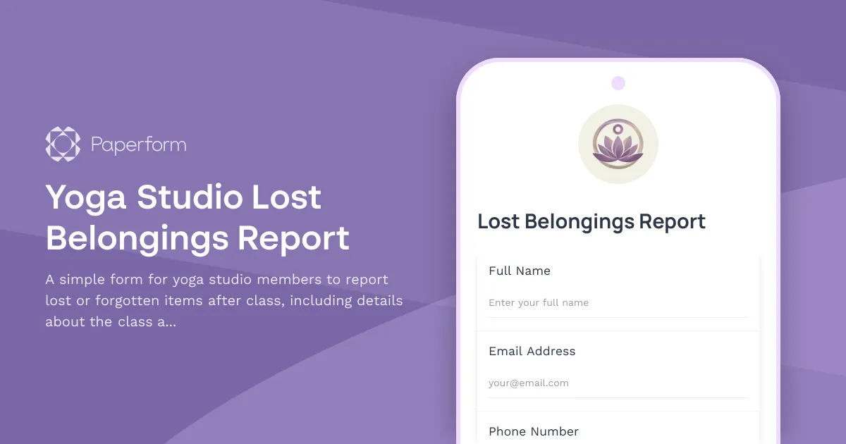 Yoga Studio Lost Belongings Report