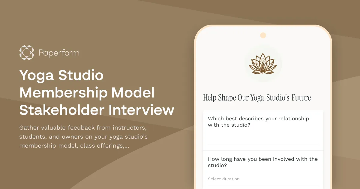 Yoga Studio Membership Model Stakeholder Interview