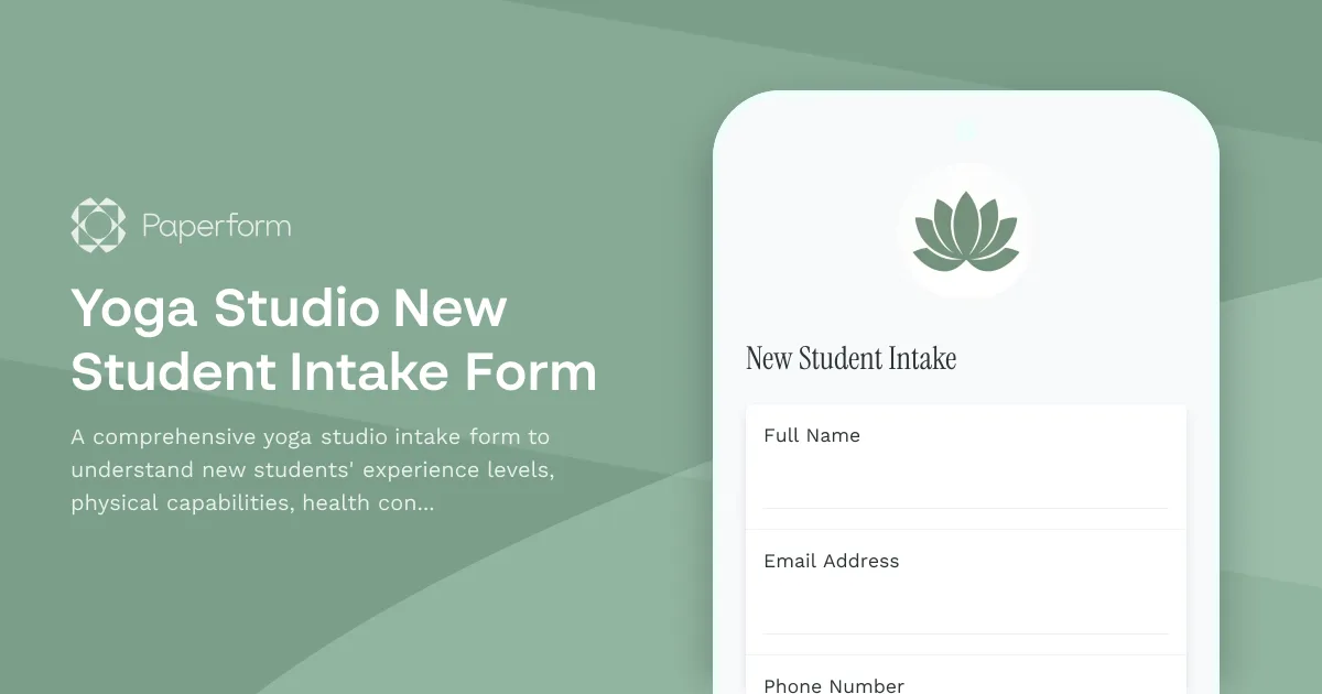 Yoga Studio New Student Intake Form