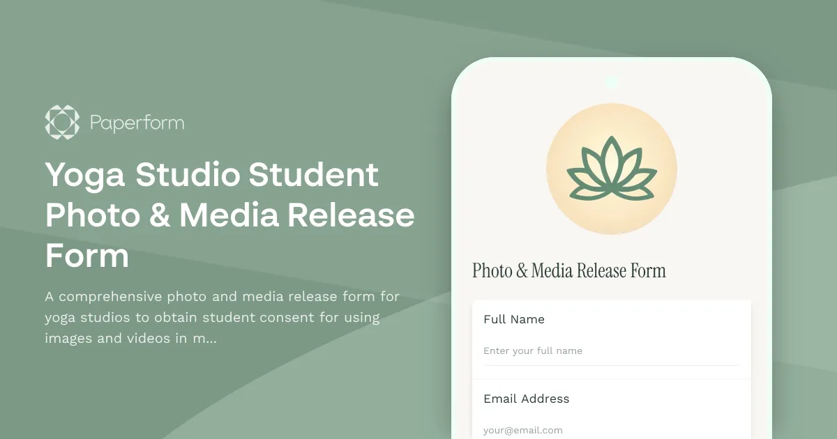 Yoga Studio Student Photo & Media Release Form