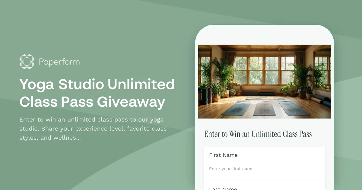 Yoga Studio Unlimited Class Pass Giveaway