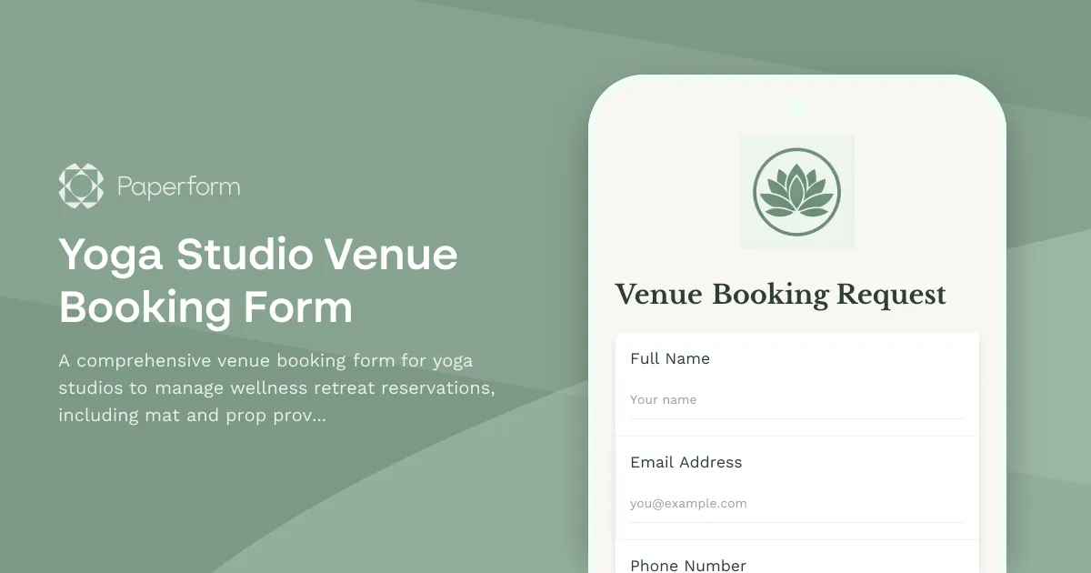 Yoga Studio Venue Booking Form