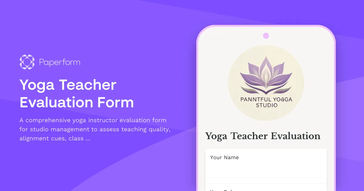 Yoga Teacher Evaluation Form