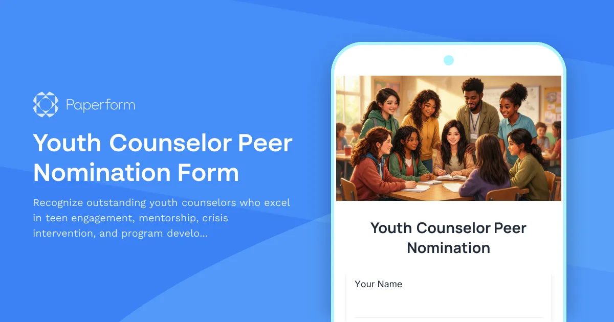 Youth Counselor Peer Nomination Form