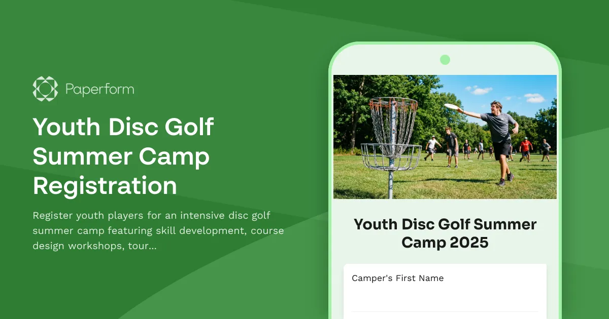 Youth Disc Golf Summer Camp Registration