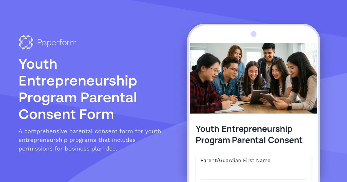 Youth Entrepreneurship Program Parental Consent Form