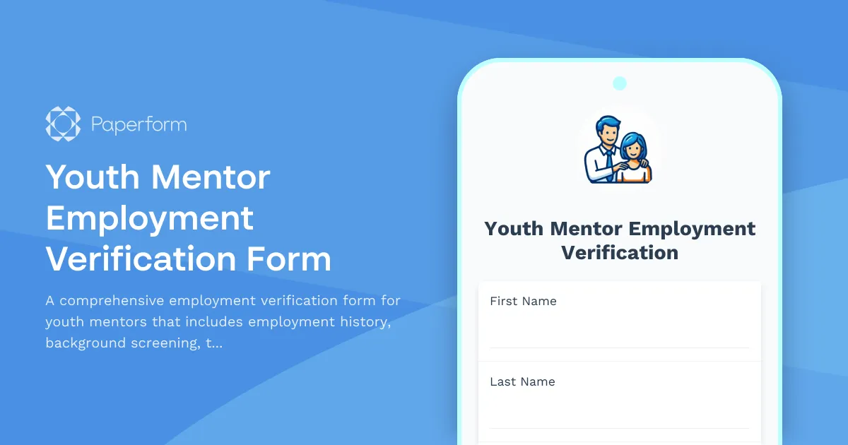 Youth Mentor Employment Verification Form