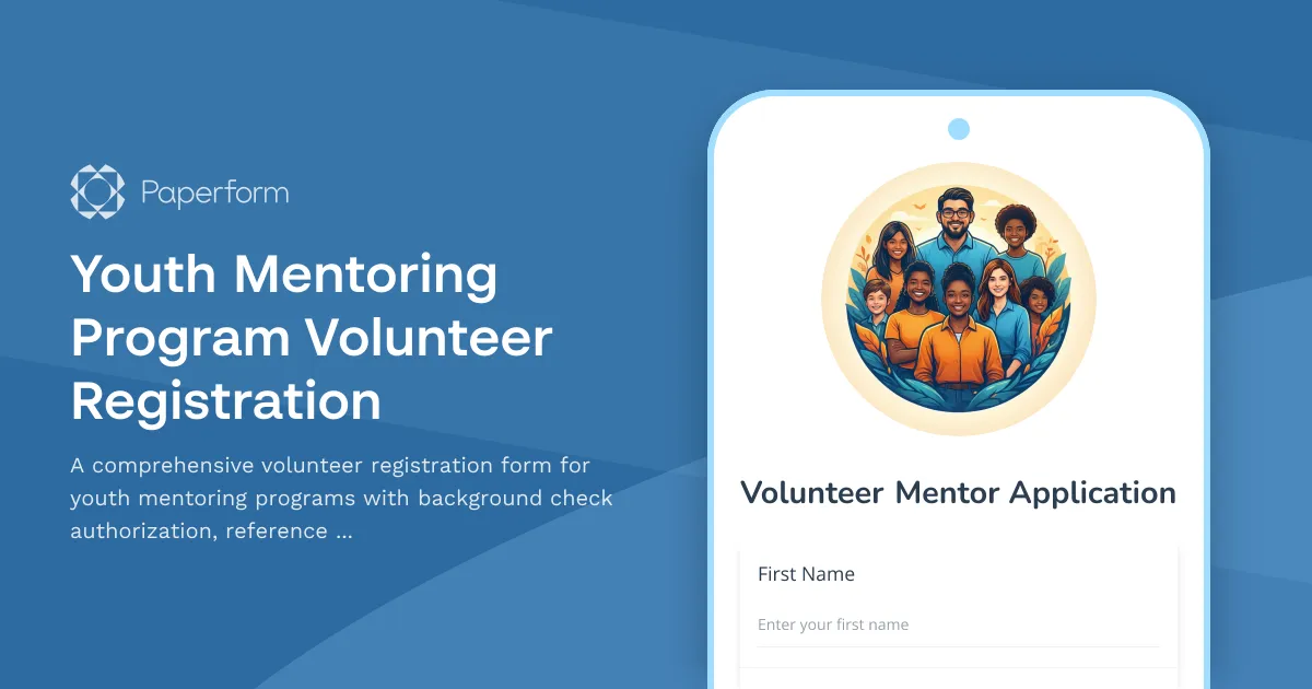 Youth Mentoring Program Volunteer Registration