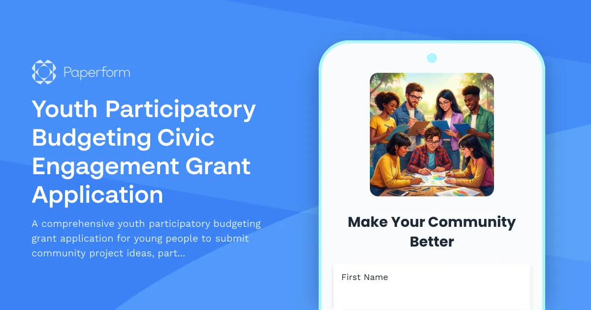 Youth Participatory Budgeting Civic Engagement Grant Application