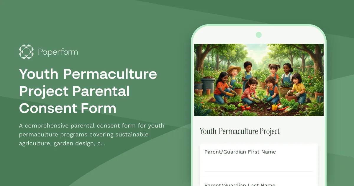 Youth Permaculture Project Parental Consent Form