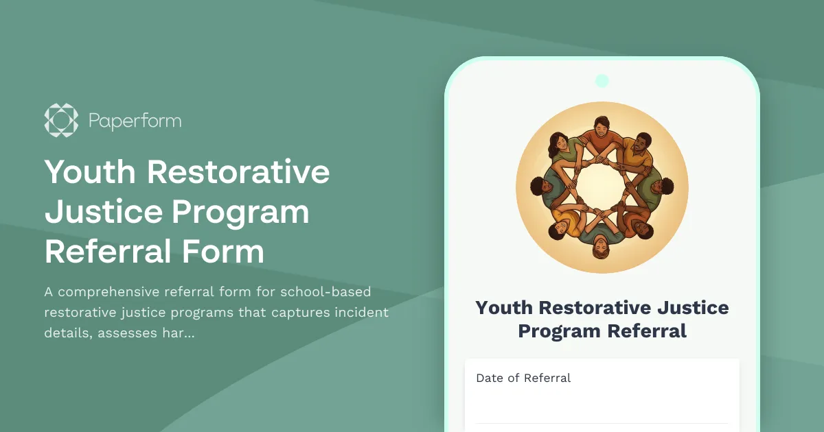 Youth Restorative Justice Program Referral Form