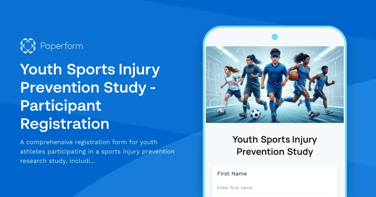 Youth Sports Injury Prevention Study - Participant Registration
